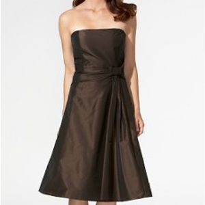 Ann Taylor Evening Dress Size 4 | Espresso Brown Taffeta | Formal Event